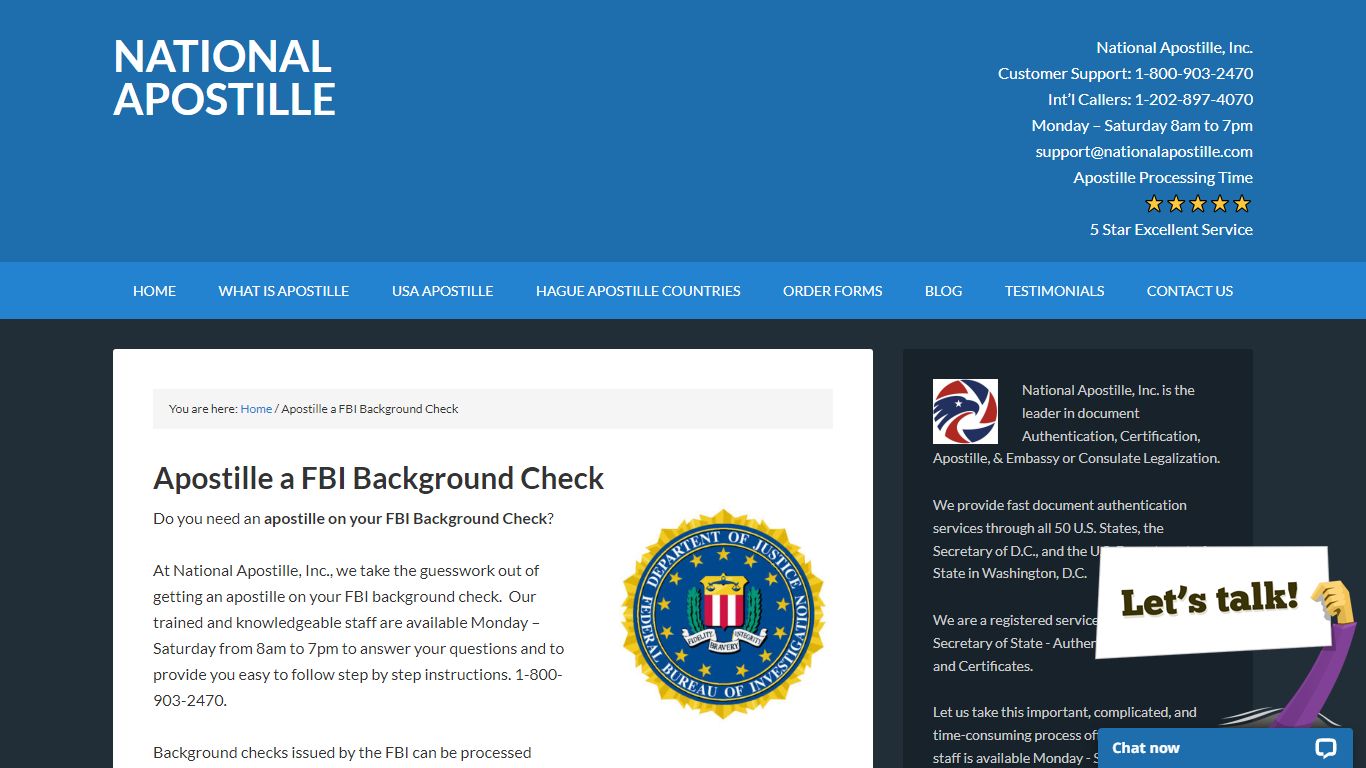 Apostille a FBI Background Check