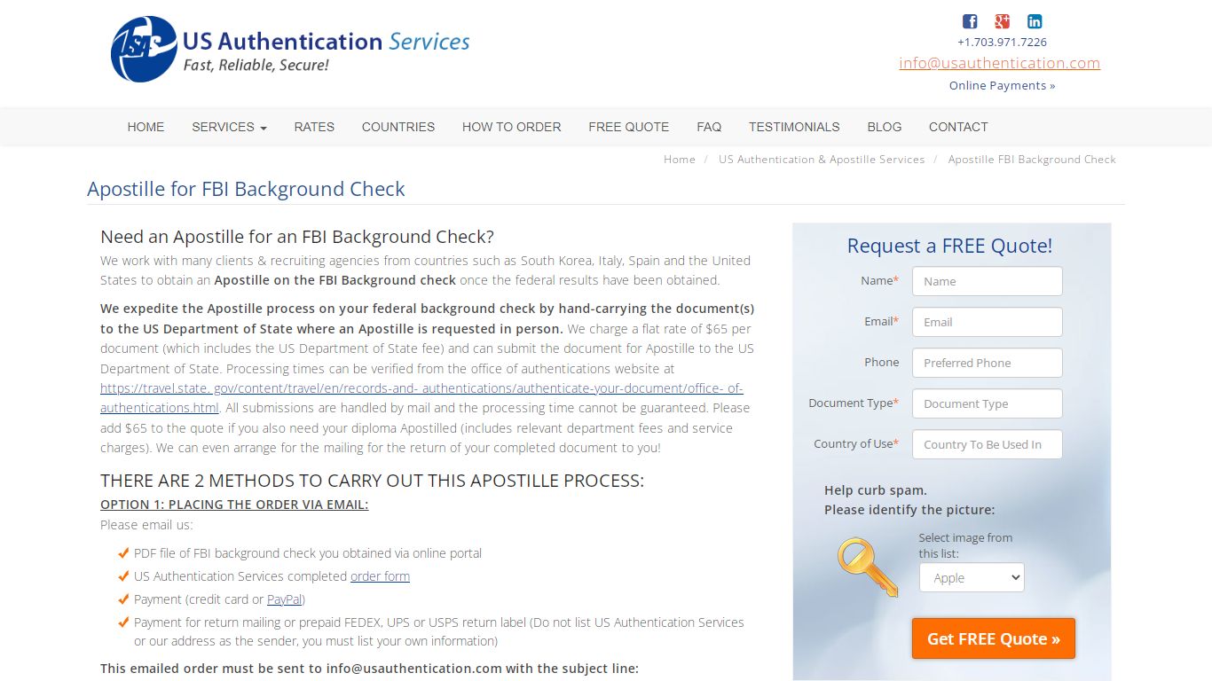 Apostille for FBI Background Check - US Authentication